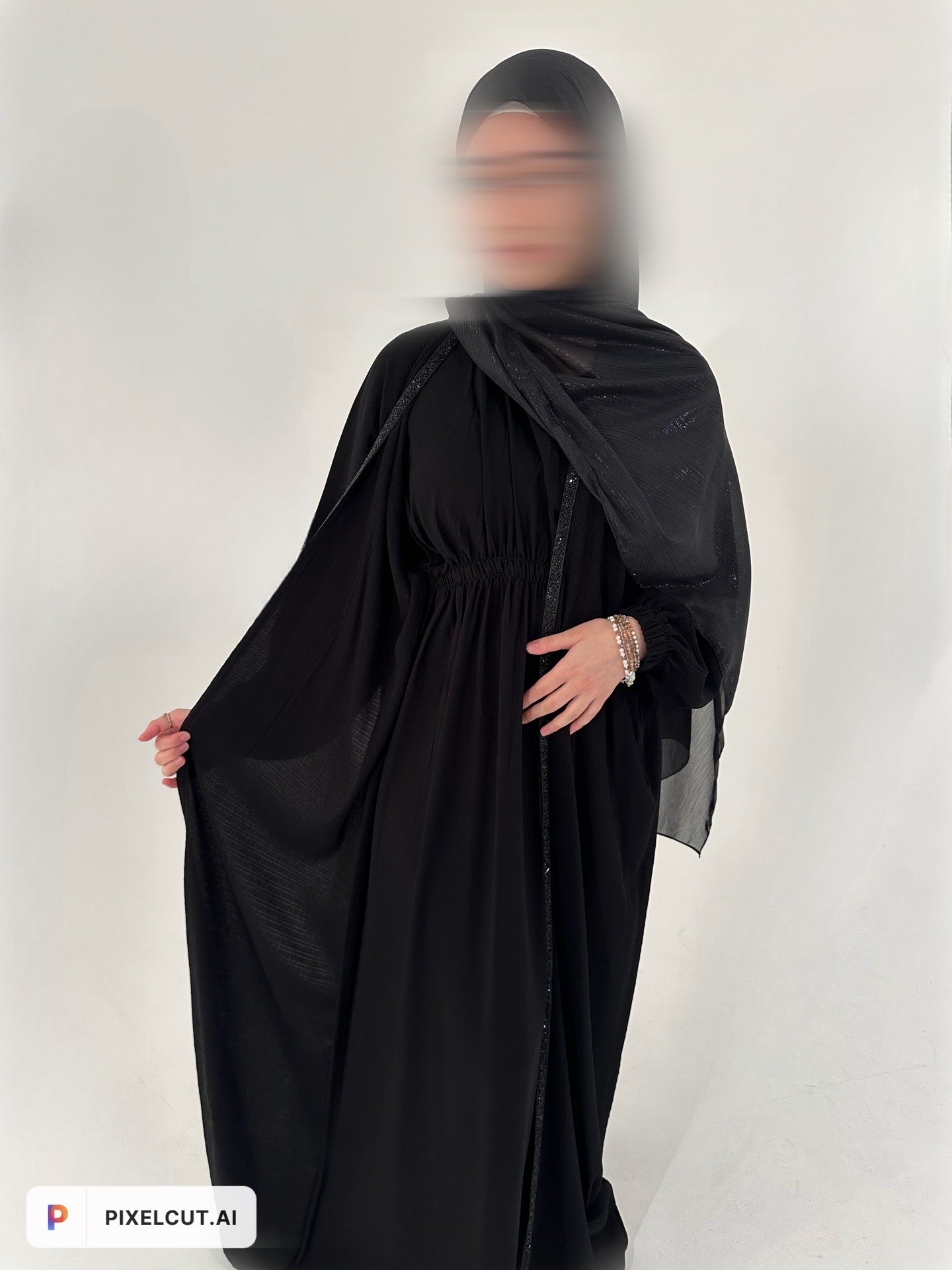 Closed 2 in 1 Abaya With Cuffed Sleeves