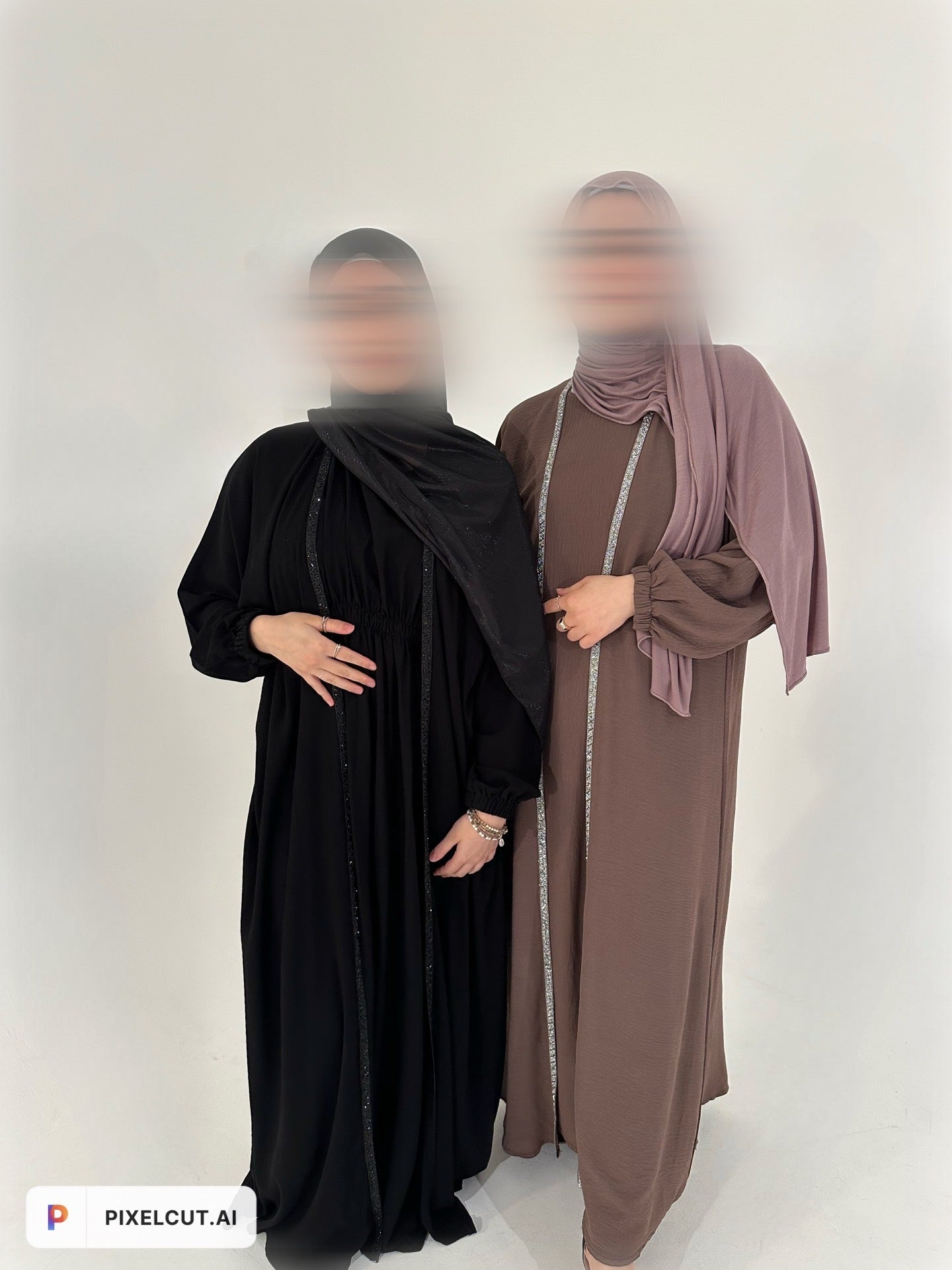 Closed 2 in 1 Abaya With Cuffed Sleeves