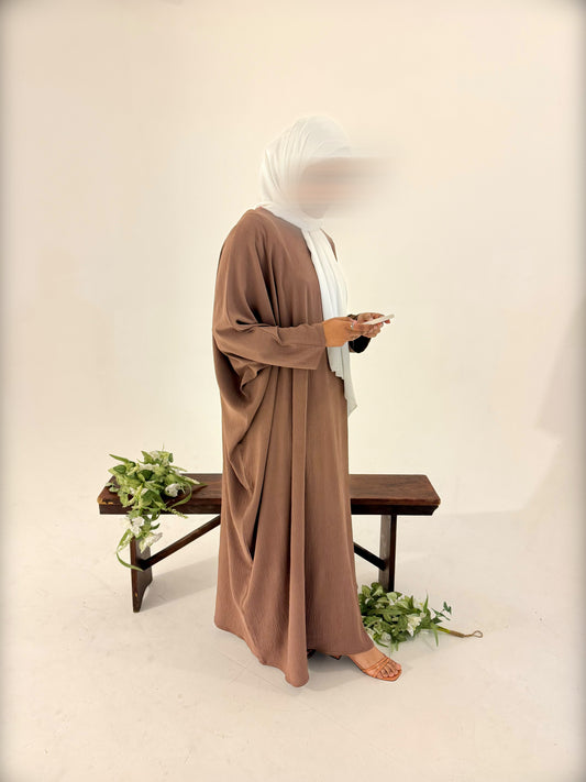 Crepe Butterfly Abaya - Mocha