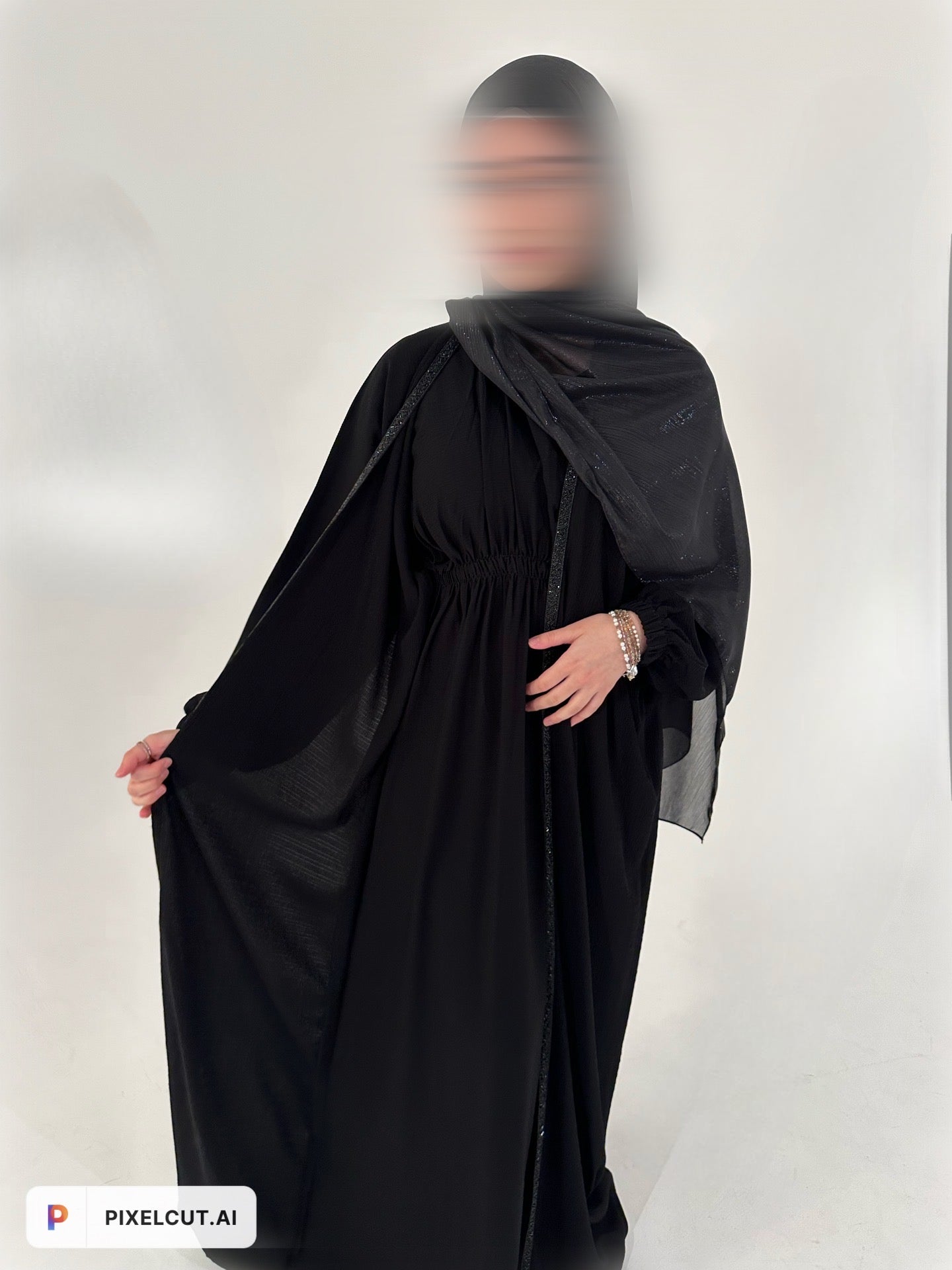 Closed 2 in 1 Abaya With Cuffed Sleeves