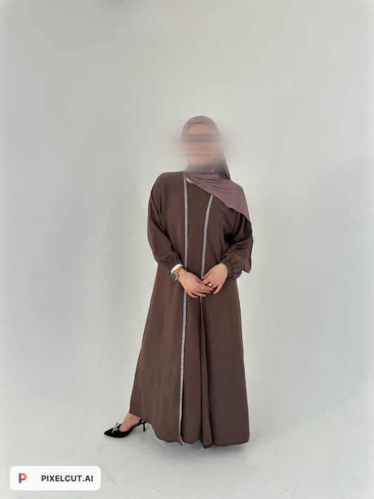 Closed 2 in 1 Abaya With Cuffed Sleeves