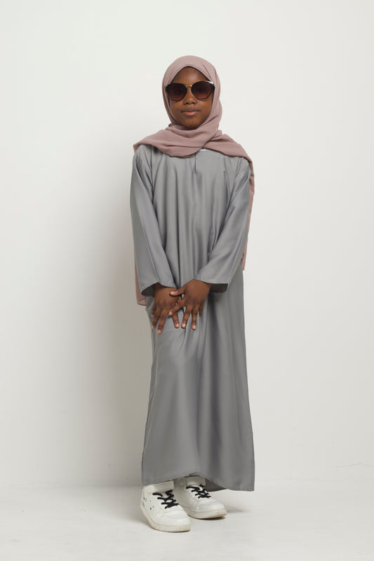 Girls Essential Closed Abaya - Grey